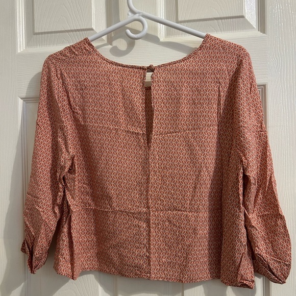 PINS AND NEEDLES Orange Geometric 3/4 Sleeve Crop Top Anthropologie sz medium - Picture 3 of 3